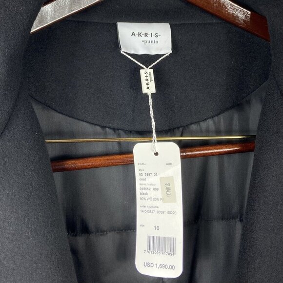 NEW Akris Punto Insulated Wool Blend Car Coat Sz 10 MSRP $1,690 Pleather Wrists - Picture 6 of 11